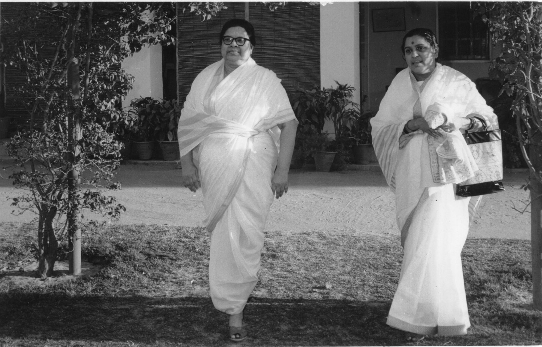 Sree Rama Devi and Sree Tara Devi walking together, archival photograph